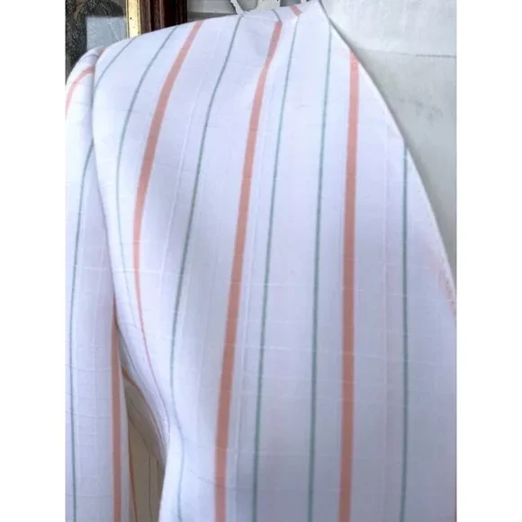 Vintage 1970s White Peach Striped Skirt Suit - Picture 14 of 16